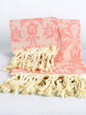 Set asciugamani rosa con frangia