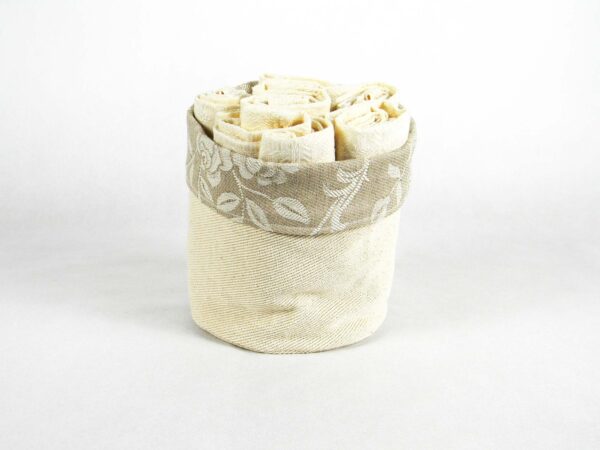 Portapane con strofinacci panna e beige - Image 3