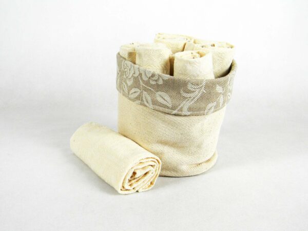 Portapane con strofinacci panna e beige - Image 2